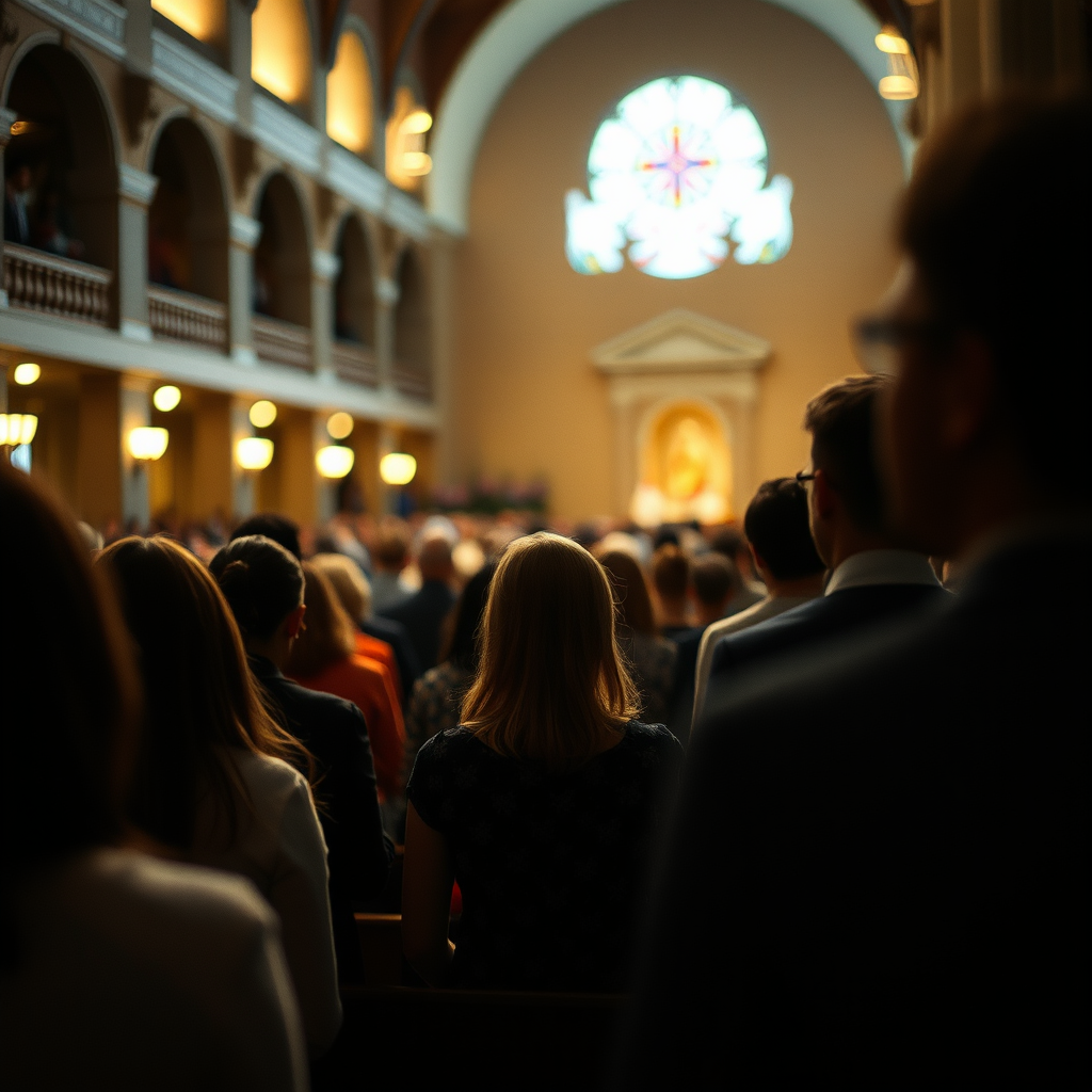 Church congregation praying